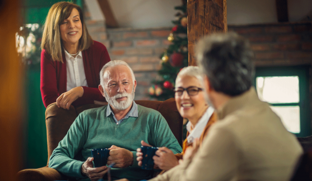 Seniors with coffee