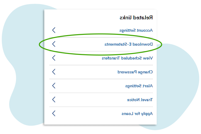 screenshot of download e-statements selection in online banking