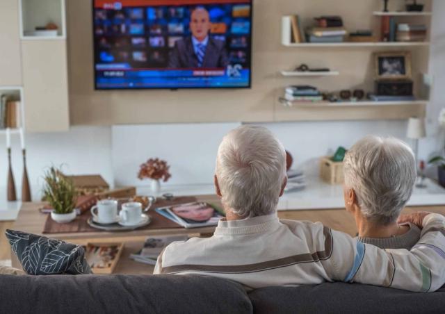 Couple watching the news